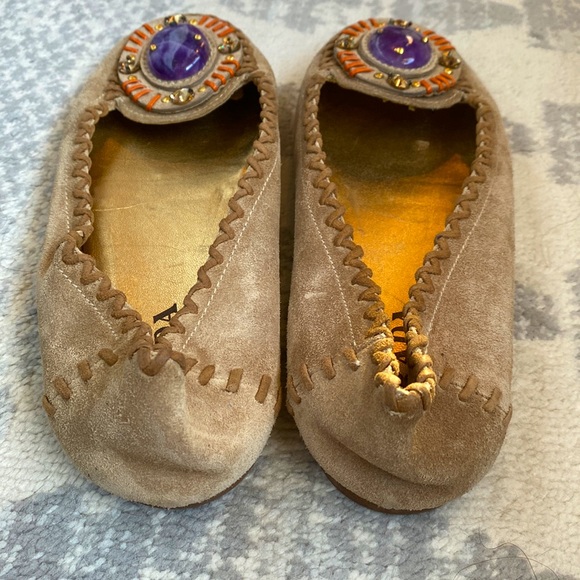 Prada Tan Suede Moccasin Flats 37.5 - Picture 4 of 7